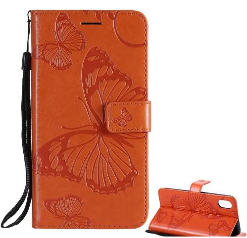 HUAWEI Mate 20 Lite Tok álló, bőr (FLIP, oldalra nyíló, asztali tartó funkció, csuklópánt, pillangó minta) NARANCS	