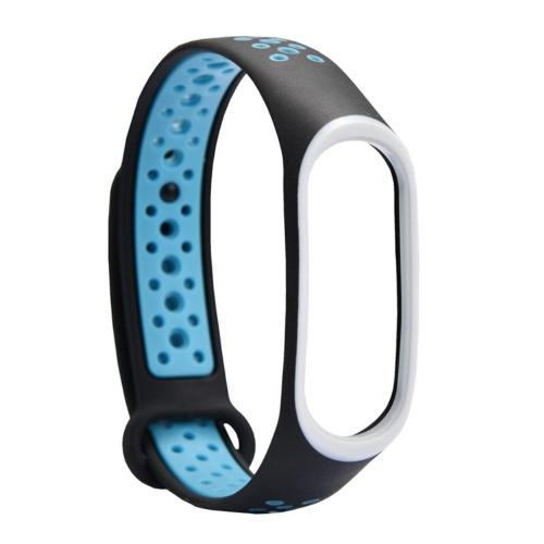 Pótszíj (lyukacsos, légáteresztő) FEKETE / KÉK Xiaomi Mi Band 3	