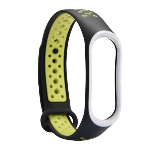 Pótszíj (lyukacsos, légáteresztő) FEKETE / ZÖLD Xiaomi Mi Band 3	