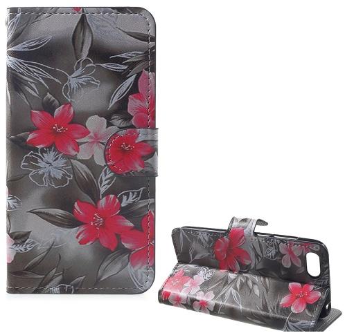 HUAWEI Y5 2018 (Y5 Prime 2018) Tok álló, bőr (FLIP, oldalra nyíló, asztali tartó funkció, rózsaszín virágminta) SZÜRKE	