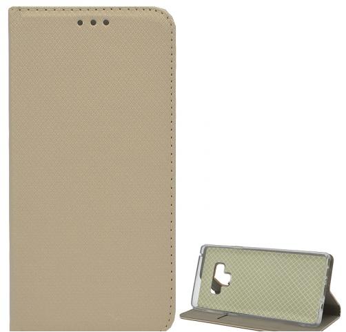 SAMSUNG Galaxy Note 9 (SM-N960F) Tok álló, bőr (FLIP, oldalra nyíló, asztali tartó funkció, szilikon tartó, rombuszminta) ARANY	