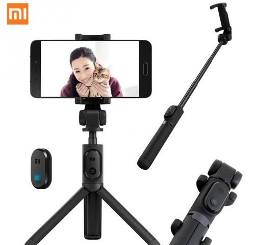 UNIV állítható kézi szelfibot (kivehető BLUETOOTH távkioldó exponáló gomb, mini állvány, 56-89 mm) FEKETE	