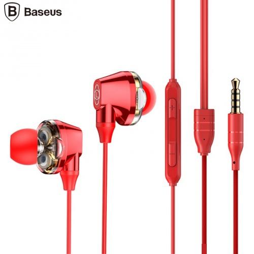 BASEUS ENCOK H10 fülhallgató SZTEREO (3.5mm jack, nyakba akasztható, mikrofon, dinamikus hangzás) PIROS	