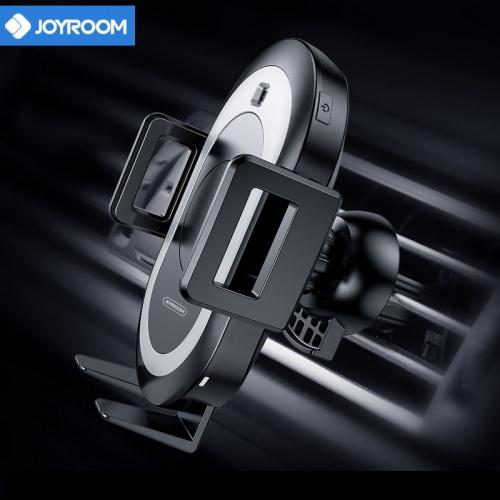 JOYROOM CUTE autós tartó (szellőzőre, QI Wireless, vezeték nélküli töltés, beépített akkumulátor, 58-86mm) FEKETE	