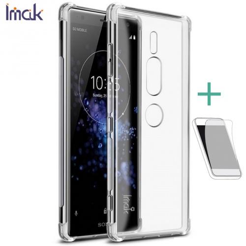 SONY Xperia XZ2 Premium (H8166) IMAK telefonvédő gumi / szilikon (közepesen ütésálló, légpárnás sarok, képernyővédő fólia) ÁTLÁTSZÓ	