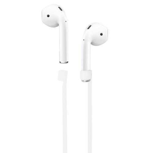 Szilikon tartó (nyakba akasztható, elvesztés gátló, Apple AirPods kompatibilis) FEHÉR	