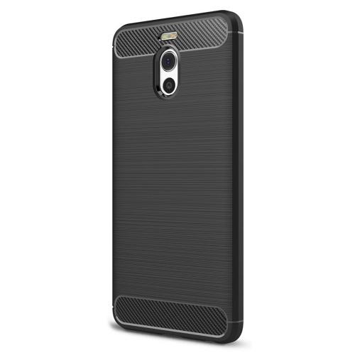 MEIZU M6 Note Telefonvédő gumi / szilikon (közepesen ütésálló, légpárnás sarok, szálcsiszolt, karbonminta) FEKETE	