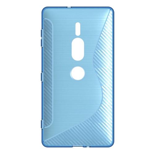 SONY Xperia XZ2 Premium (H8166) Telefonvédő gumi / szilikon (S-line, karbonminta) KÉK	