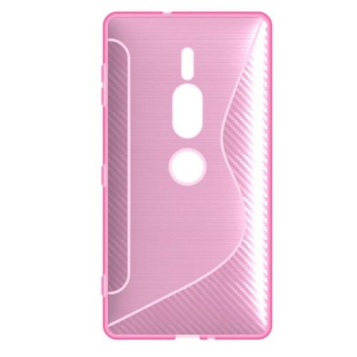 SONY Xperia XZ2 Premium (H8166) Telefonvédő gumi / szilikon (S-line, karbonminta) RÓZSASZÍN	