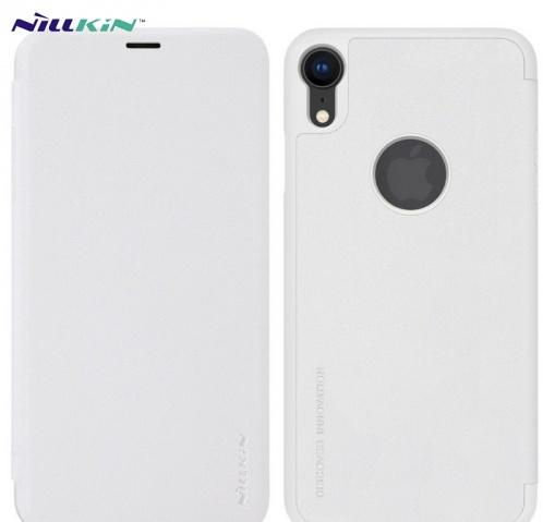 APPLE IPhone XR 6.1 NILLKIN SPARKLE műanyag telefonvédő (bőr flip, oldalra nyíló, logo kivágás) FEHÉR	