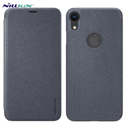 APPLE IPhone XR 6.1 NILLKIN SPARKLE műanyag telefonvédő (bőr flip, oldalra nyíló, logo kivágás) FEKETE	