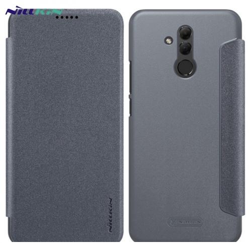 HUAWEI Mate 20 Lite NILLKIN SPARKLE műanyag telefonvédő (mikroszálas bőr aktív flip, oldalra nyíló) FEKETE	