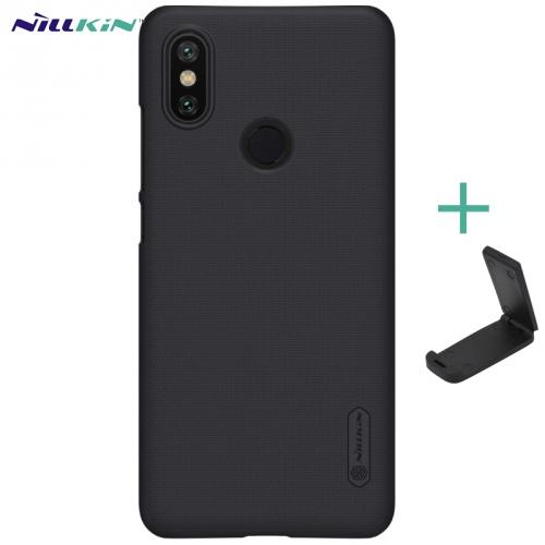 XIAOMI Mi A2 (Mi 6X) NILLKIN SUPER FROSTED műanyag telefonvédő (gumírozott, érdes felület + asztali tartó) FEKETE	