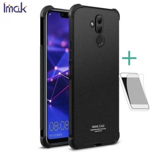 HUAWEI Mate 20 Lite IMAK telefonvédő gumi / szilikon (közepesen ütésálló, légpárnás sarok, képernyővédő fólia, matt) FEKETE	