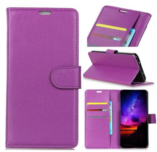 NOKIA 7.1 Tok álló, bőr (FLIP, oldalra nyíló, asztali tartó funkció) LILA	