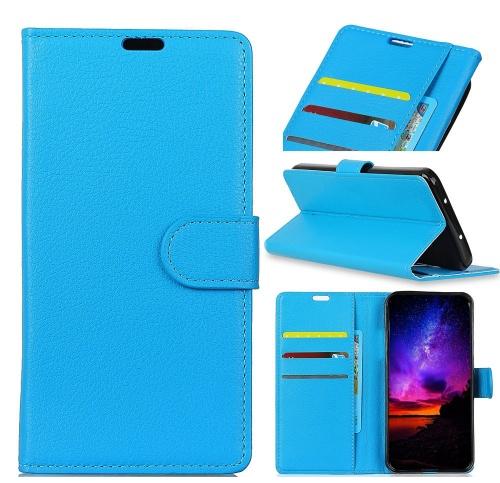 NOKIA 7.1 Tok álló, bőr (FLIP, oldalra nyíló, asztali tartó funkció) VILÁGOSKÉK	