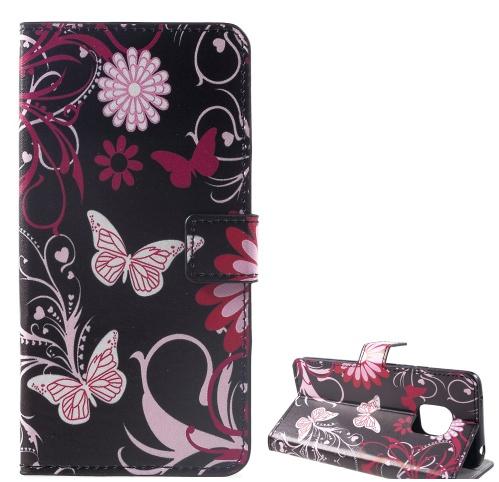  HUAWEI Mate 20 Pro Tok álló, bőr (FLIP, oldalra nyíló, asztali tartó funkció, pillangó, virágminta) FEKETE	
