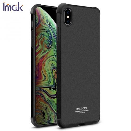 APPLE IPhone XS Max 6.5 IMAK telefonvédő gumi / szilikon (közepesen ütésálló, légpárnás sarok, képernyővédő fólia, matt) FEKETE	