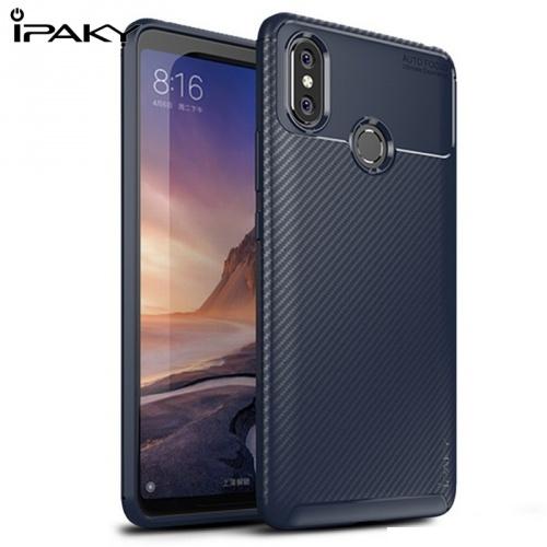 XIAOMI Mi Max 3 IPAKY telefonvédő gumi / szilikon (karbonminta) SÖTÉTKÉK	