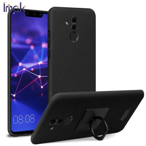 HUAWEI Mate 20 Lite IMAK műanyag telefonvédő (gumírozott, telefontartó gyűrű, 360°-ban forgatható, képernyővédő fólia) FEKETE	