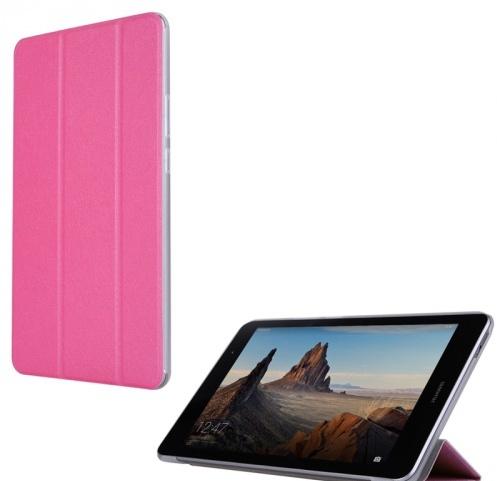 Huawei Mediapad T3 8 LTE / Huawei Mediapad T3 8 WIFI Tok álló, bőr hatású (FLIP, oldalra nyíló, TRIFOLD asztali tartó funkció) MAGENTA