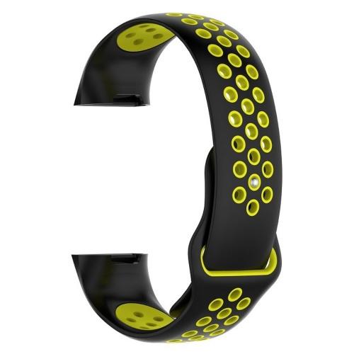 Pótszíj (lyukacsos, légáteresztő, L méret) FEKETE / SÁRGA Fitbit Charge 3	