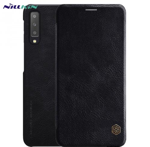 SAMSUNG Galaxy A7 (2018) SM-A750F NILLKIN QIN tok álló, bőr hatású (FLIP, oldalra nyíló, bankkártya tartó) FEKETE