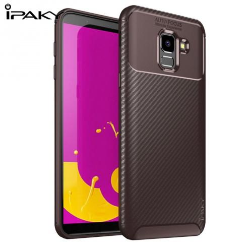 SAMSUNG Galaxy J6 (2018) J600F IPAKY telefonvédő gumi / szilikon (karbonminta) BARNA	