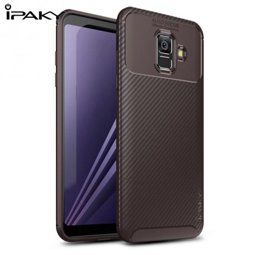 SAMSUNG Galaxy A6 (2018) SM-A600F IPAKY telefonvédő gumi / szilikon (karbonminta) BARNA	