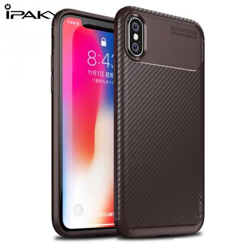APPLE IPhone X 5.8 /APPLE IPhone XS 5.8 IPAKY telefonvédő gumi / szilikon (karbonminta) BARNA	
