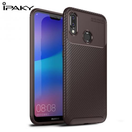 HUAWEI P20 Lite IPAKY telefonvédő gumi / szilikon (karbonminta) BARNA	