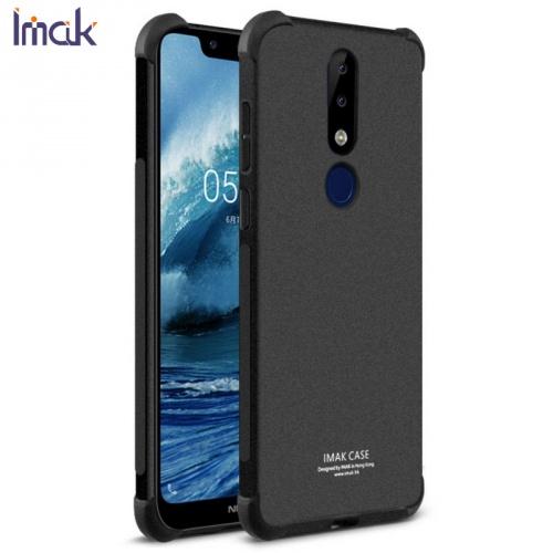 NOKIA 5.1 IMAK telefonvédő gumi / szilikon (közepesen ütésálló, légpárnás sarok, képernyővédő fólia, matt) FEKETE	