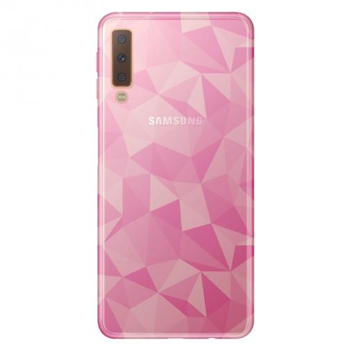 SAMSUNG Galaxy A7 (2018) SM-A750F Telefonvédő gumi / szilikon (3D, gyémánt minta) RÓZSASZÍN	