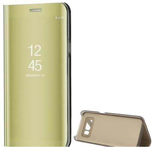 Samsung Galaxy A6+ (2018) SM-A605F Tok álló (aktív flip, oldalra nyíló, asztali tartó funkció, tükrös felület, Mirror View Case) ARANY