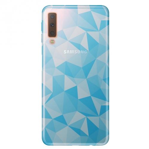 SAMSUNG Galaxy A7 (2018) SM-A750F Telefonvédő gumi / szilikon (3D, gyémánt minta) VILÁGOSKÉK	