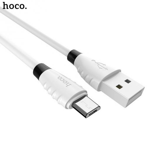 HOCO X27 adatátvitel adatkábel és töltő (microUSB, 1.2m, törésgátló, gyorstöltés támogatás) FEHÉR	