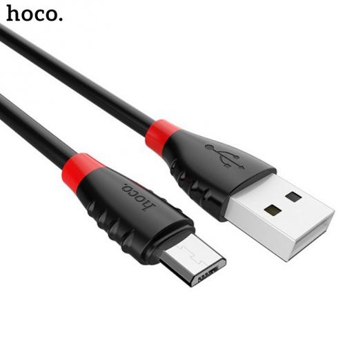 HOCO X27 adatátvitel adatkábel és töltő (microUSB, 1.2m, törésgátló, gyorstöltés támogatás) FEKETE	
