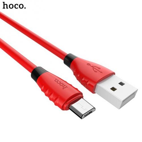 HOCO X27 adatátvitel adatkábel és töltő (microUSB, 1.2m, törésgátló, gyorstöltés támogatás) PIROS	