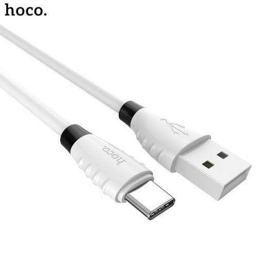 HOCO X27 adatátvitel adatkábel és töltő (Type-C, 1.2m, törésgátló, gyorstöltés támogatás) FEHÉR	