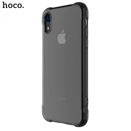 APPLE IPhone XR 6.1 HOCO ARMOR telefonvédő gumi / szilikon (közepesen ütésálló, légpárnás sarok, átlátszó hátlap) FEKETE	