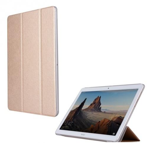HUAWEI MediaPad T3 10 LTE /HUAWEI MediaPad T3 10 WIFI Tok álló, bőr hatású (FLIP, oldalra nyíló, TRIFOLD asztali tartó funkció) ARANY