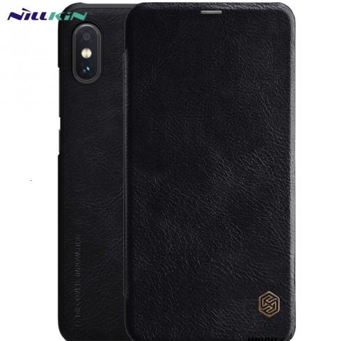 XIAOMI Redmi Note 6 Pro NILLKIN QIN tok álló, bőr (FLIP, oldalra nyíló, bankkártya tartó) FEKETE	