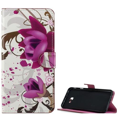 SAMSUNG Galaxy J4 Plus (J415F) Tok álló, bőr (FLIP, oldalra nyíló, asztali tartó funkció, lótuszvirág minta) FEHÉR	