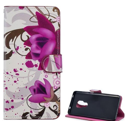 HUAWEI Mate 20 Tok álló, bőr (FLIP, oldalra nyíló, asztali tartó funkció, lótuszvirág minta) FEHÉR	