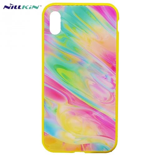 APPLE IPhone XS Max 6.5 NILLKIN OMBRE telefonvédő szilikon keret (BUMPER, közepesen ütésálló, edzett üveg hátlap, színes) SÁRGA	