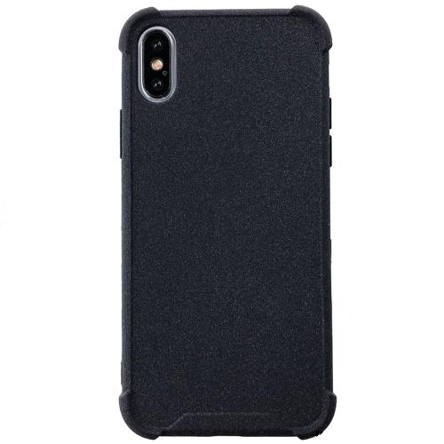 APPLE IPhone X 5.8 /APPLE IPhone XS 5.8 Telefonvédő gumi / szilikon (légpárnás sarok, plüss bevonat) FEKETE	