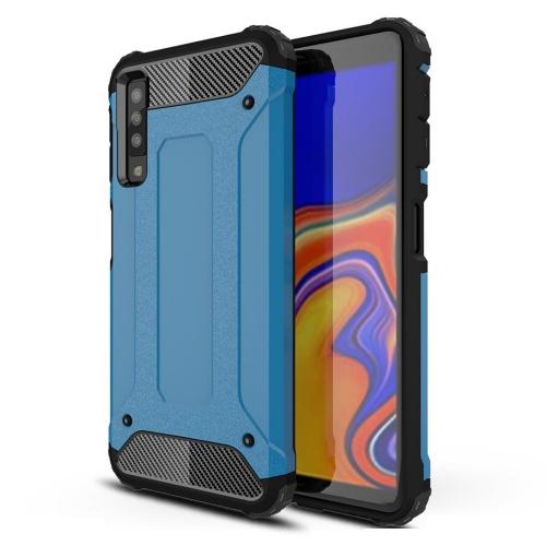 SAMSUNG Galaxy A7 (2018) SM-A750F Defender műanyag telefonvédő (közepesen ütésálló, légpárnás sarok, gumi / szilikon belső, fémhatás) VILÁGOSKÉK	