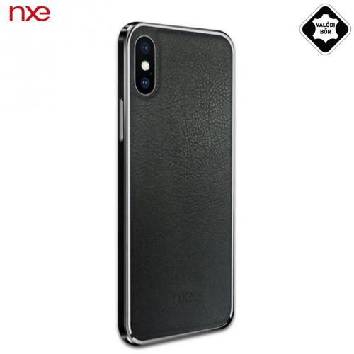 APPLE IPhone XS Max 6.5 NXE műanyag telefonvédő (valódi bőr hátlap) FEKETE	