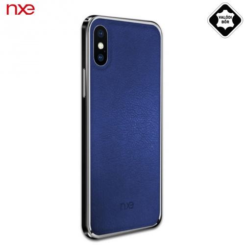 APPLE IPhone XS Max 6.5 NXE műanyag telefonvédő (valódi bőr hátlap) KÉK	