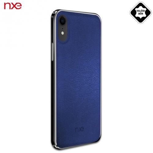 APPLE IPhone XR 6.1 NXE műanyag telefonvédő (valódi bőr hátlap) KÉK	
